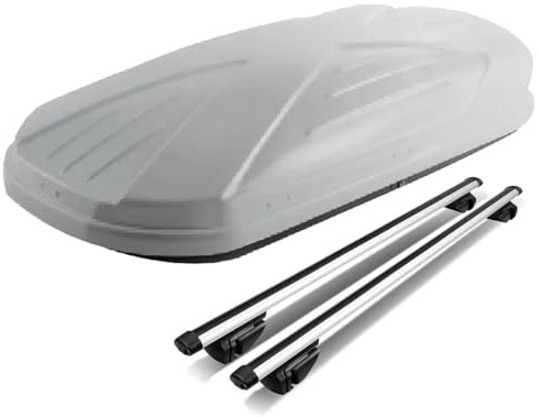 JXYQZD Box da Tetto da 550 Litri con Barre Portatutto Trasversali, Box da Tetto Rigido in ABS, con Sistema di Bloccaggio e Apertura su Entrambi I Lati, per Auto, Station Wagon e SUV(Gray)