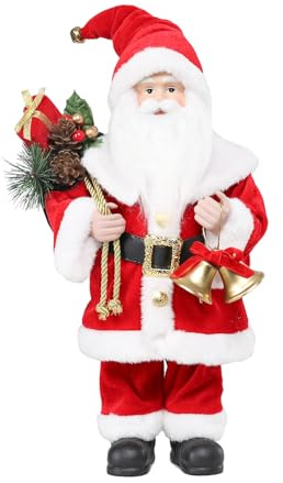 MUMTOP 18 Santa Claus Decor, Standing Christmas Santa Claus Figurine Figure with Bells and Gift Bag for Holiday Party Home Decoration