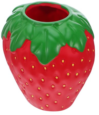 MAGICLULU Vase Fraise Créatif Rouge Design Moderne Minimaliste Décoration Intérieure Polyvalente pour Salon Cuisine Bureau Ambiance Chaleureuse et Ludique
