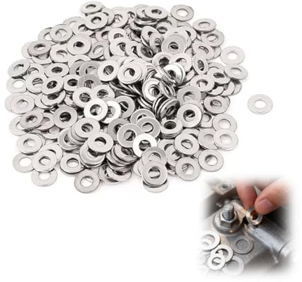 TSUOUKL 200 unidades Arandelas de acero inoxidable 304,M6 planas, juego de arandelas de seguridad, surtido de arandelas de seguridad, arandelas de metal para tornillos, pernos, muebles DIY