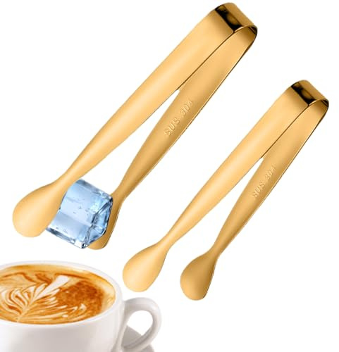 Tenazas Pequeñas Para Azúcar - 2 Piezas Utensilio De Acero Inoxidable Para Agarrar Azúcar | Tenazas De Metal Para Cócteles,Para Rodajas De Limón Gelatina Bartender Amante Del Té Amante Del Café