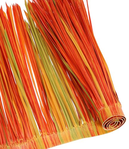 sourcing map Toit de paille Tiki - 101,6 x 50,8 cm - Rouleaux de paille de palmier artificielle mexicaine pour jardin, terrasse, barres Tiki, clôture, décoration de fête, rouge érable