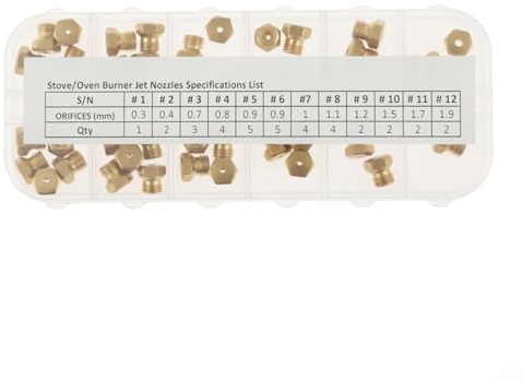 GLFLOW Propanbrenner-Düsen-Set, Messing-Gasherd-Düsen-Konvertierungsset, 36 Stück mit M6 x 0,75 mm Gewinde für LPG-Propangas-Brenner-Ersatz (verpackt)