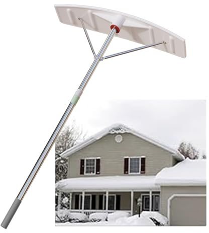 Râteau à neige léger en aluminium pour toits, poignée extensible, pelle à neige portable, pour panneaux solaires et vérandas, outil de retrait (3-6 m, raclette incurvée)