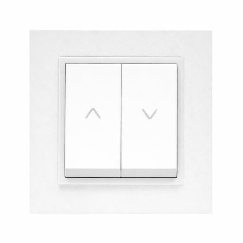 ILUMINASHOP ® Mecanismo pared Empotrable con Marco, 100-250V AC, Mecanismo Eléctrico 85x85mm, Fácil Instalación, Fácil de Limpiar (Pulsador Doble Para Persianas Automáticas, Blanco PC)