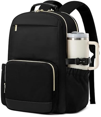 Vexnaro Mochila para Portátil Mujer 15,6 Pulgadas, Mochila Laptop con Compartimento Ordenador y Bolsillo para Botella, Backpack para Universidad, Trabajo, Viaje, Oficina y Uso Diario (Negro)