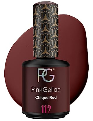 Pink Gellac Gel Nagellack UV, Veganes Nagelgel - 112 Chique Red 15 ml | Gelnagellack für UV Lampe, Einfache Anwendung Nail Polish für 14 Tage Salonqualität, Gellack Made in Holland