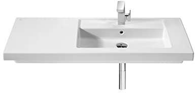 Roca,Prisma,Lavabo de porcelana mural o de sobremueble,Blanco,,cubeta derecha, repisa izquierda,1100mm x 450mm x 130mm,A327541000