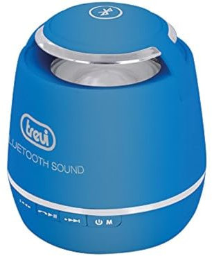 Trevi XP 71 BT Mini Altoparlante Amplificato Portatile Bluetooth con Funzione Vivavoce, Lettore Mp3 da Micro SD, Aux-In, Led Multicolore, Blu