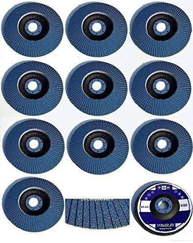 20 dischi lamellari – Ø 115 mm – Grana 60 – Blu/Inox – Disco lamellare