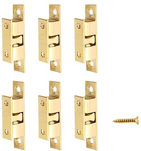 Door Catches, 6 Pieces 50mm Double Roller Catch Heavy Duty Brass Cupboard Door Catch Balls Roller Furniture Latch, Strong Lock for Cupboard Drawer Cabinet Wardrobe