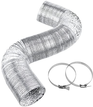 Cenipar Dryer Vent Hose-4 inch Ducting Vent Hose Flexible Aluminum Foil Non-Insulated (4 inch 25 feet) with 2 Clamps