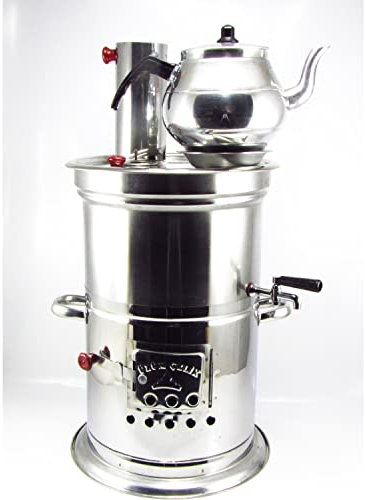 Holzkohle Samowar Kömürlü Odun Semaver Camping Teekocher mit Teekanne (3,5 L)