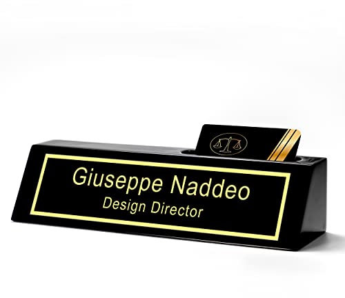 Personalisiertes Namensschild aus Holz mit Visitenkartenhalter, graviertes Namensschild für Schreibtisch, Bürogeschenke für Männer, Chef, Chef, Schreibtischzubehör, Geschenke für das Büro