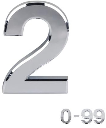 Silver Door Numbers Stick On, 0-99, Letters A, B, C, D, 3'' House Numbers Self Adhesive Stickers, For Doors, Mail Boxes, Hotel Rooms (2)