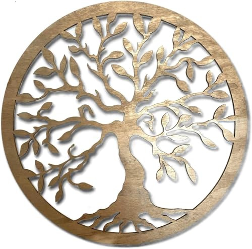 Pet-Jos GROSS Baum des Lebens 60 cm Wanddeko Baum Herz Wanddekoration Deko mehr Farben Tree of Life Wooden Wall Decoration Family Wall Art Geometrische Ornamente Minimalistische Wandkunst