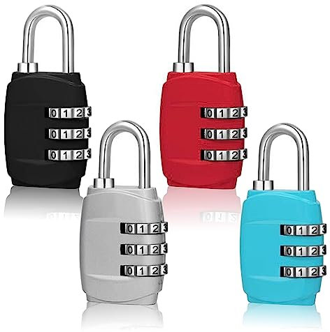 4pcs Combination Locks,3 Security Combination Padlock Waterproof Code Padlock for School Gym Locker Outdoor Combination Lock for Shed,Fence,Backyard