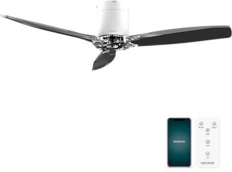 Cecotec - Ventilatori da Soffitto EnergySilence Aero 5285 WhiteTransparent Connected - 60 W, Diametro 132 cm, App Control, Protezione IP44, Timer 8 Ore, 3 Pale, 6 Velocità, Estate/Inverno