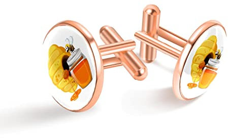 Gemelos personalizables con forma de tarro de miel de abeja, 01, para esmoquin de negocios y bodas, 20mm*20mm, Acero inoxidable, Cuarzo creado