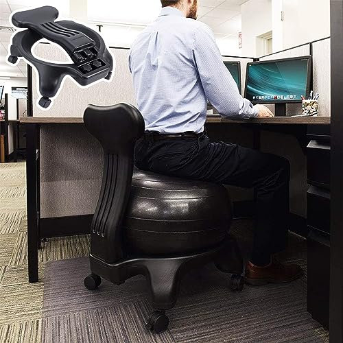 Balance Ball Stuhl Ergonomischer Balanceballstuhl-Rollhocker, Bürotisch-Gymnastikballstuhl mit Bremsbaren Rädern, Richtet Gebogene Wirbelsäulen Neu aus und Lindert Rückenschmerzen