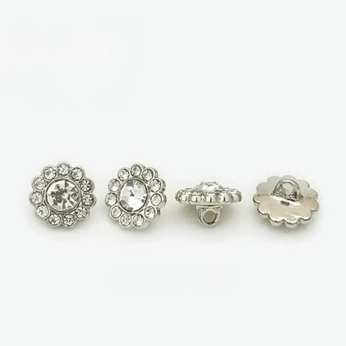 KIZAMI 12mm 10pcs Runde Sonnenblume Strass Schaft Knopf Strass Knöpfe Für Mantel Strass Knöpfe Für Strickjacken