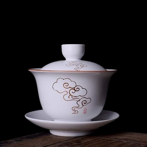 Kungfu Porcelaine Couvercle Thés Tasses À Thé Ensembles Tasse À Thé Recouverte De Porcelaine Blanche Mate Grand Créatif Kung Fu Pu'er Thé Roi Ding Bol Soupière En Céramique Avec Dieu Juegos de té