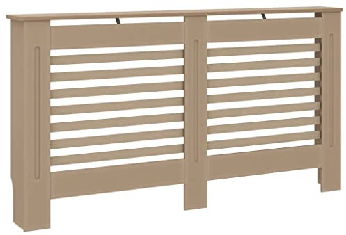 Coavain Heizkörperabdeckung 152x19x81.5 cm Heizkörper Abdeckung Verkleidung Heizkörperverkleidung Modernes Lattenförmiges Design Heizung Abdeckung Braun Radiator Cover für Wohnzimmer Braun MDF
