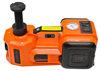 Gato hidráulico eléctrico de elevación de 5 toneladas, 45CM, gato hidráulico 3 en 1 for coche, herramienta de reparación de neumáticos portátil de 150W DC12V con bomba de inflado, martillo de luz Led
