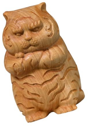 Zerodeko Lovely Wooden Tiger Statue Handgefertigtes Tiger Ornament Für Teezubehör Und Wohnkultur Dekoratives Tischstück Aus Holz Für Wohnzimmer Und Büro Vivid Design Und Langlebige