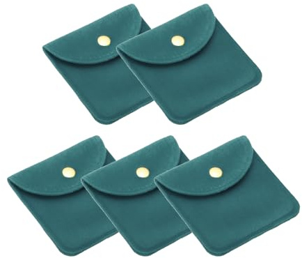 PATIKIL Pz5 Bustine Gioielli con Bottone a Pressione 8x8cm Blu Scuro | Buste in Velluto, Portatili, Morbide, Collane Braccialetti Orecchini Orologi Anelli Spille