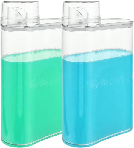 Oungy 2 Stück Waschpulver Aufbewahrungsbox 1300ML Waschmittel Aufbewahrung mit Messbecher Kunststoff Dosierhilfe Waschpulver Waschkugel für flüssigwaschmittel, Waschpulvers, Wäscheparfüm
