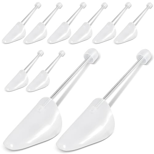 Funmo Lot de 5 paires d'embauchoirs en plastique pour chaussures - Tendeur de chaussures réglables pratiques - 39-46 - En plastique transparent - Pour homme et femme, transparent, L