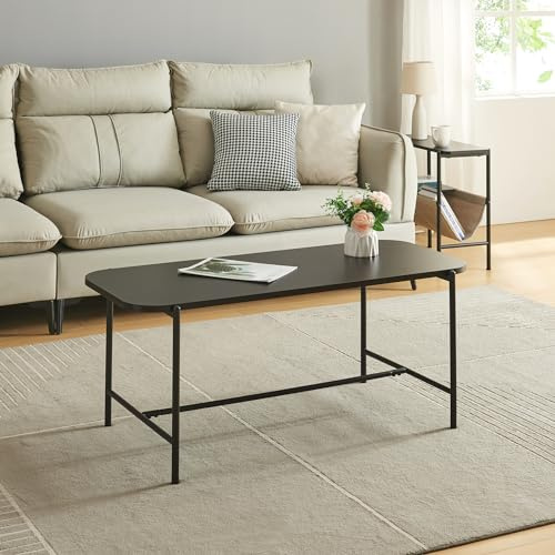 [en.casa] Mittbord Vardagsrum Lågt Kaffebord Rektangulär Bordsskiva 110 x 50 x 45 cm för Vardagsrum - Svart