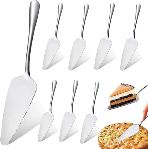 JOLIGAEA 10 Stück Tortenheber Set Edelstahl - Tortenschaufel Kuchenheber mit Gezackten Kanten, Tortenmesser Set Kuchenschaufel Tortenschieber für Küchen, Restaurants, Partys, Spülmaschinenfest(Silber)