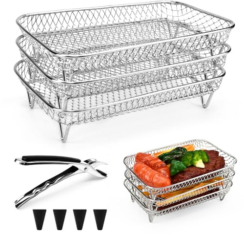 LPAMABA Accesorios para freidoras de Aire Estante de Freidora de Aire Acero Inoxidable 304 para freidora de Aire Cocinar Deshidratador Accesorios (Rectangular)