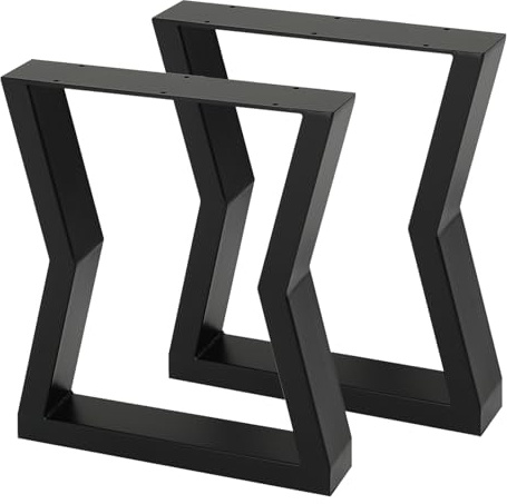 INMOZATA Tischbeine Metall 2 Stück O-Form Tischfüße Schwarz Tischgestell DIY Möbelfüße für Schreibtisch Couchtisch Esstisch Sitzbank B45 x H71 cm