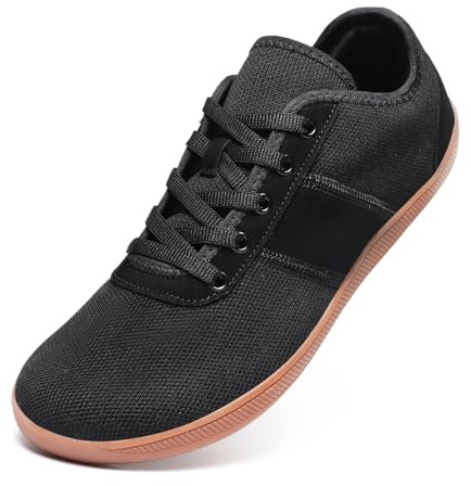 Meik Mangni Breite Barfuss Schuhe Damen Herren Weit Barfußschuhe Minimalistische Zehenschuhe Casual Traillaufschuhe Walking Schuhe,Schwarz,Gr.46 EU