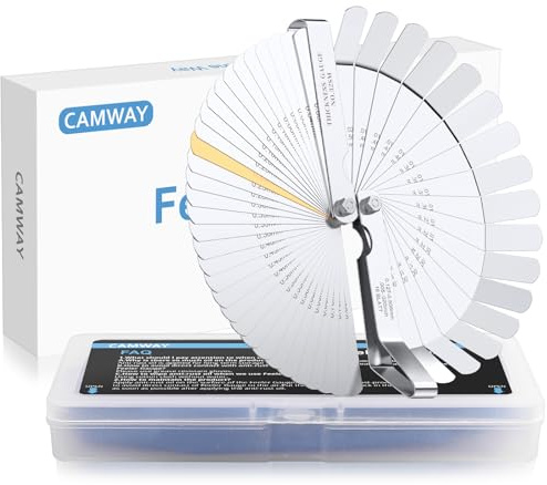 CAMWAY 2pcs Galgas de Espesor de Acero Inoxidable Calibre de Espesores Galgas 0,04-0,88mm más 16 Galgas de Espesor Curvo Feeler Gauge para Mecánica Hojas Medidor de Espesor 0,127-0,508