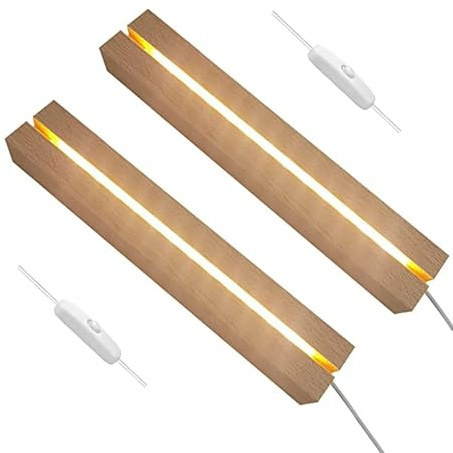9.45 inch Rectangle Display Pedestal, Warm Color Rectangle Led Lights Display Base, Crystal Wooden Lighted Base Stand for Acrylic, Crystal, Night Light, Glass Resin Art