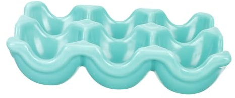 SHOWERORO Bandeja Porta Huevos De Cerámica 6 Ranuras Verde Oscuro, Material Porcelana, Almacenamiento Vertical Para Refrigerador y Cocina, Soporte Contenedor Para Huevos Frescos, Accesorio De
