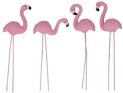Greensen 4 Pièces Statue de Jardin de Flamant Rose, Statues et Sculptures de Jardin de Flamant Rose, Décoration de Jardin Mignonne pour Cour, Pelouse, Décorations de Jardin et Cadeaux