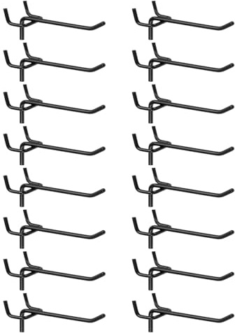 sourcing map 25pcs Pegboard Shelving Hooks 4 Stainless Steel Peg Board Display Hook Hanging Holders Wall Mount Organize Tools for Workbench Garage Kitchen Store, Black