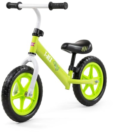 OKBABY Laufrad T-Rex – Fahrrad ohne Pedale für Kinder ab 24 Monaten, Leichter und Verstellbarer Rahmen – perfekt für die Entwicklung von Gleichgewicht und Koordination – bis zu 30 kg – grün
