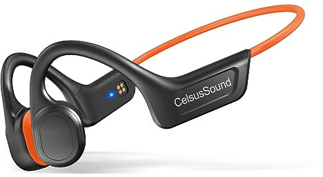 Bone Conduction Headphones,Upgrade IPX7 Waterproof Running earphones,Open ear Bluetooth 5.3 Sport Headphones Built-in Mic,10H Playtime for Cycling,Gym,Hiking,Workout. (Orange)