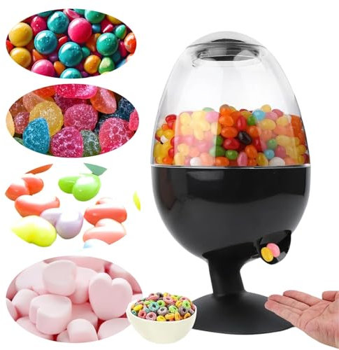 Automatic Candy Dispenser Transparent Acrylic Material Snack Storage Box 3 Dispensing Options Suitable for Nuts, Coffee Beans(Black)
