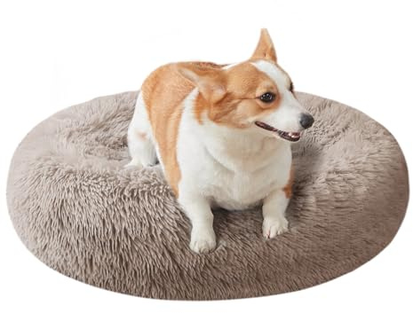 Nisrada Hundebett für kleine, mittelgroße und große Hunde, 70cm, waschbar, rund, gemütlich, weich, Haustierbett für Welpen und Kätzchen, mit Rutschfester Unterseite