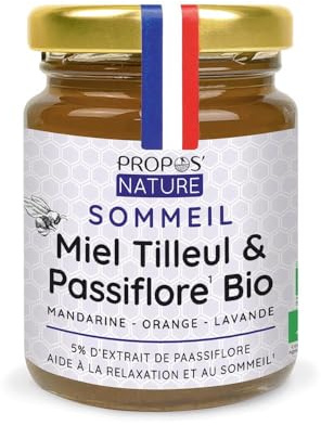Mélange Sommeil Bio - Miel de Tilleul - Passiflore - Huiles essentielles de Lavande et Mandarine - Fabriqué en France - 125g - PROPOS'NATURE
