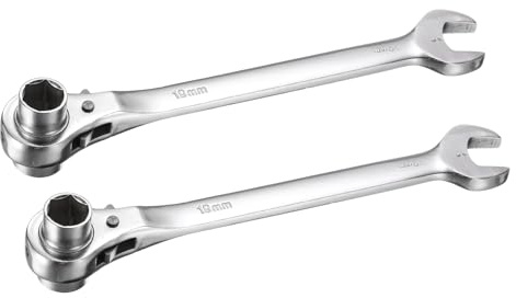 uxcell 2 in 1 Scaffolding Podger Ratchet Wrench 19mm x 22mm Ratcheting Socket Spanner Tool 2pcs