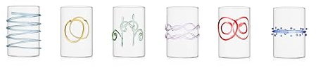 Ichendorf Milano Lot de 6 verres à liqueur, collection Decò Arlequin, 10 cl, verre borosilicaté, fait à la main