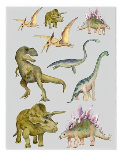 Dinosaurier Bügelbilder-Set – Verschiedene Motive und Größen auf A4-Bogen – Zum Selbstgestalten von Textilien für Kinder & Erwachsene D30